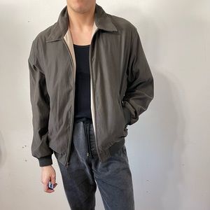 Olive green windbreaker jacket with zipper